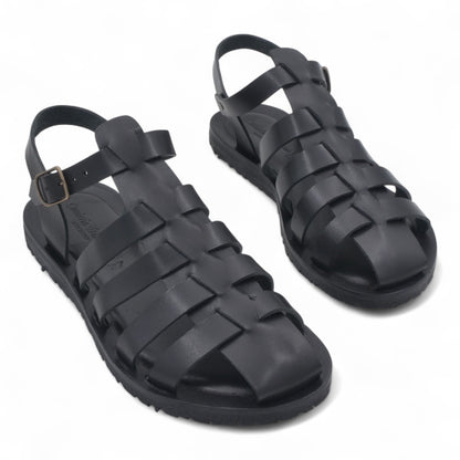  - ["Artigianato","Cuoieria Toscana","Donna","PE25","Sandali","Sandali Eleganti","Scarpe"] - Sandalo Gabbietta Pelle Green Bay Dive Nero 111 - Lupis SRL