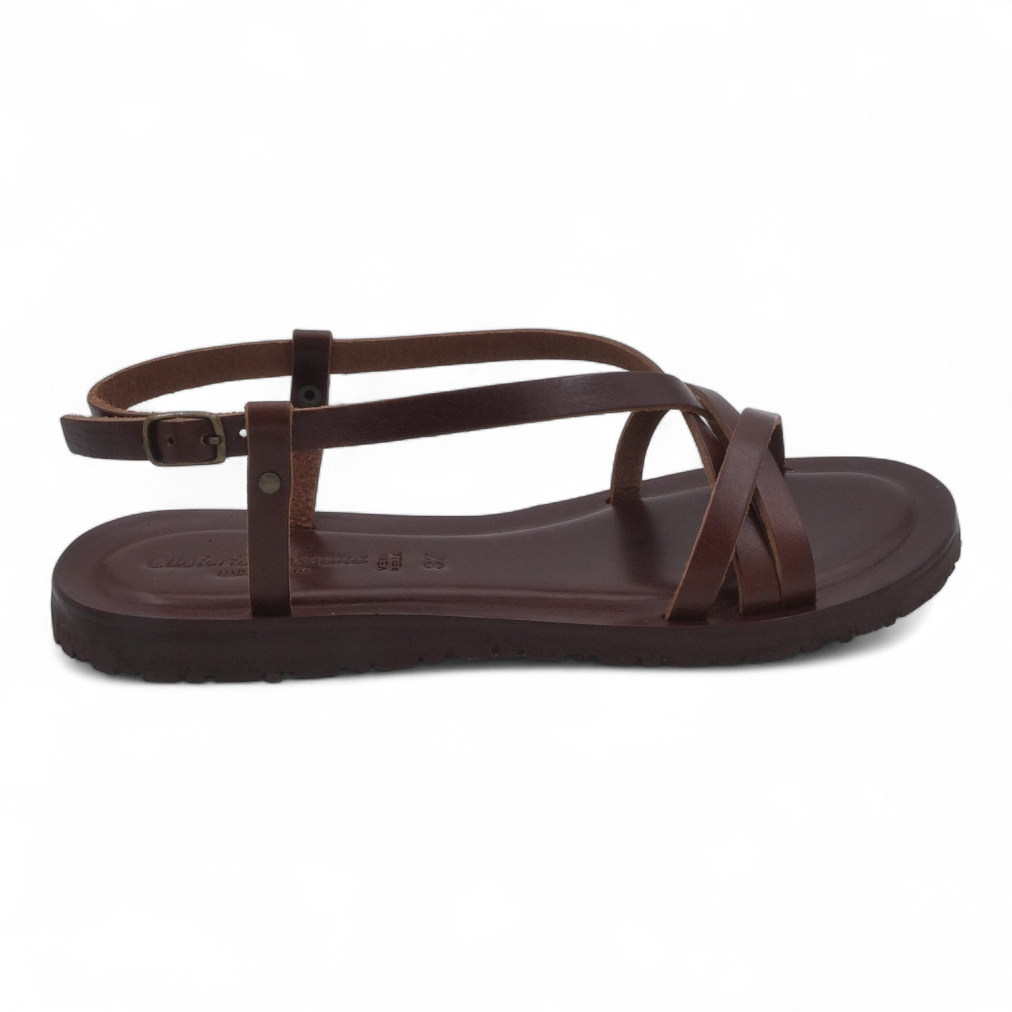  - ["Artigianato","Cuoieria Toscana","Donna","PE25","Sandali","Sandali Eleganti","Scarpe"] - Sandalo Pelle Green Bay Dive Marrone 45 - Lupis SRL