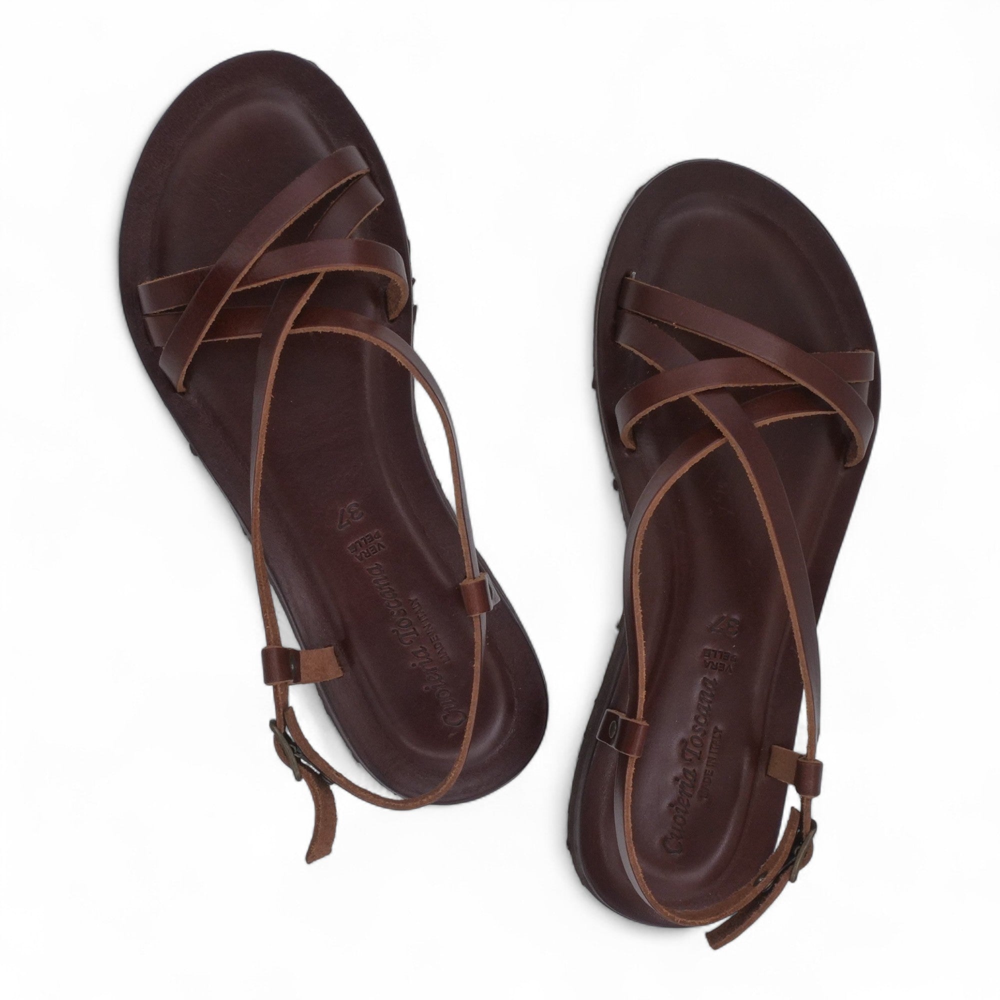  - ["Artigianato","Cuoieria Toscana","Donna","PE25","Sandali","Sandali Eleganti","Scarpe"] - Sandalo Pelle Green Bay Dive Marrone 45 - Lupis SRL