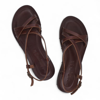  - ["Artigianato","Cuoieria Toscana","Donna","PE25","Sandali","Sandali Eleganti","Scarpe"] - Sandalo Pelle Green Bay Dive Marrone 45 - Lupis SRL