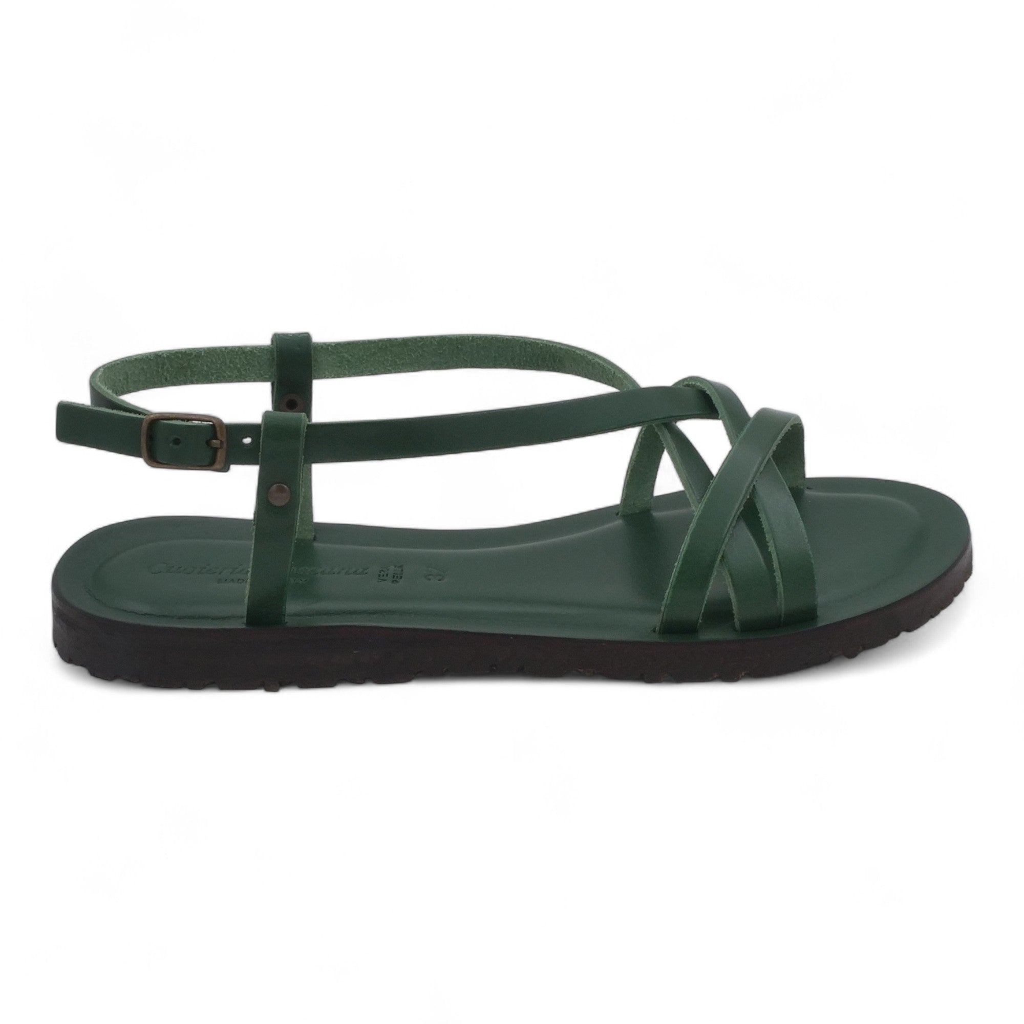  - ["Artigianato","Cuoieria Toscana","Donna","PE25","Sandali","Sandali Eleganti","Scarpe"] - Sandalo Pelle Green Bay Dive Verde 45 - Lupis SRL