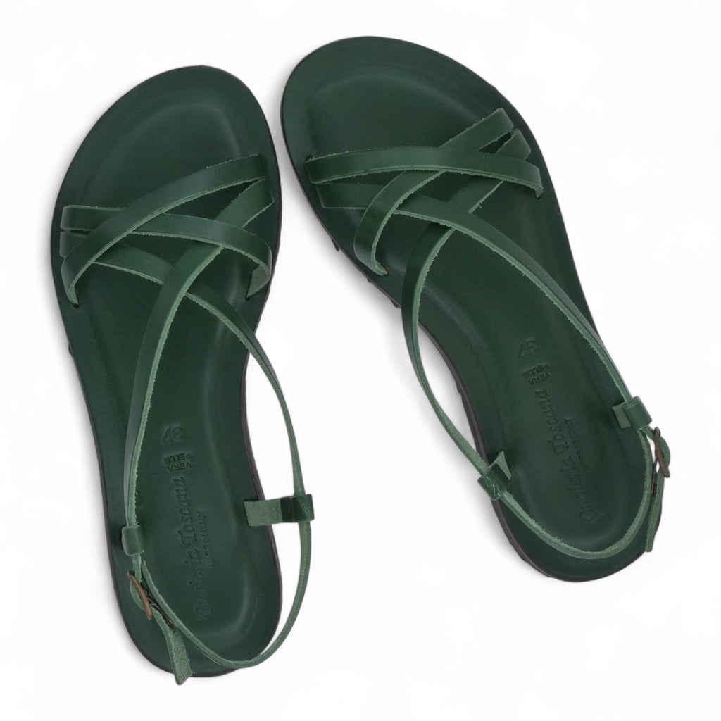  - ["Artigianato","Cuoieria Toscana","Donna","PE25","Sandali","Sandali Eleganti","Scarpe"] - Sandalo Pelle Green Bay Dive Verde 45 - Lupis SRL