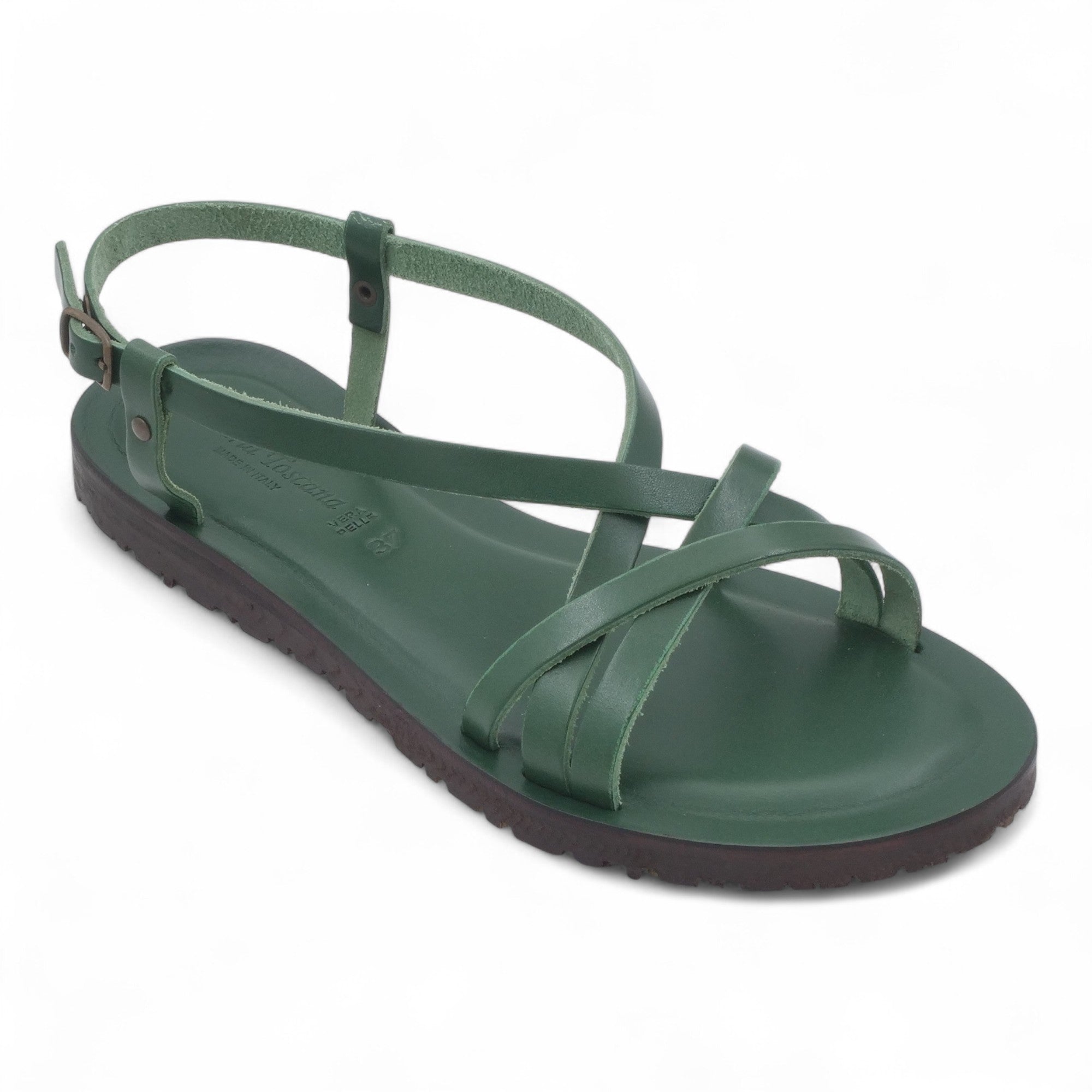  - ["Artigianato","Cuoieria Toscana","Donna","PE25","Sandali","Sandali Eleganti","Scarpe"] - Sandalo Pelle Green Bay Dive Verde 45 - Lupis SRL