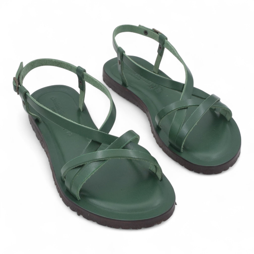  - ["Artigianato","Cuoieria Toscana","Donna","PE25","Sandali","Sandali Eleganti","Scarpe"] - Sandalo Pelle Green Bay Dive Verde 45 - Lupis SRL
