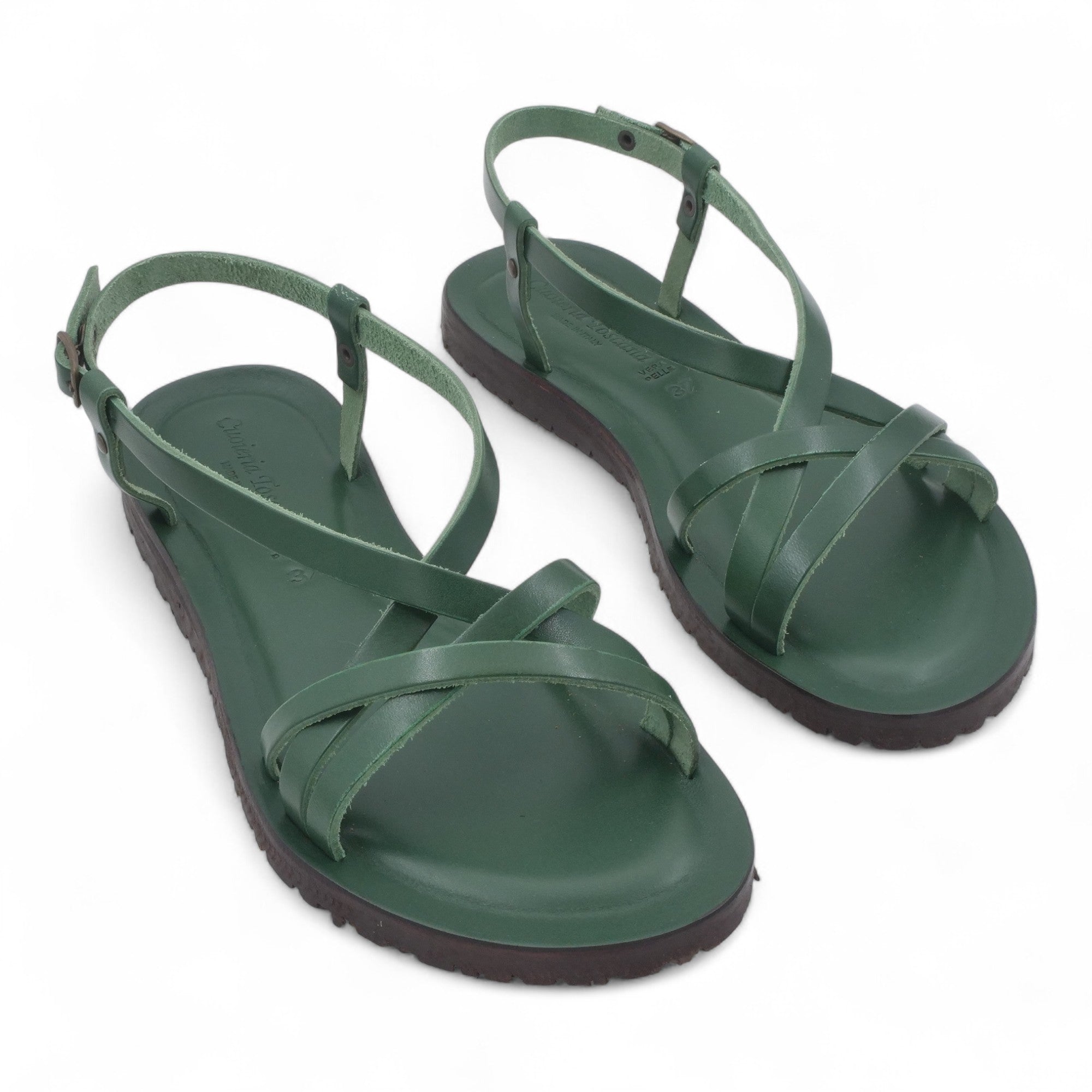  - ["Artigianato","Cuoieria Toscana","Donna","PE25","Sandali","Sandali Eleganti","Scarpe"] - Sandalo Pelle Green Bay Dive Verde 45 - Lupis SRL