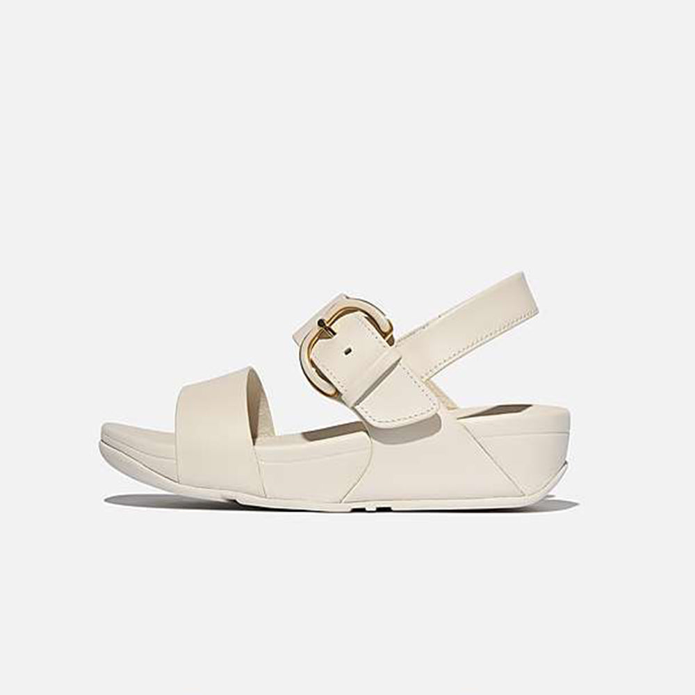 Sandalo Platform Fitflop Lulu Resin Buckle Leather Back Strap Paris Beige