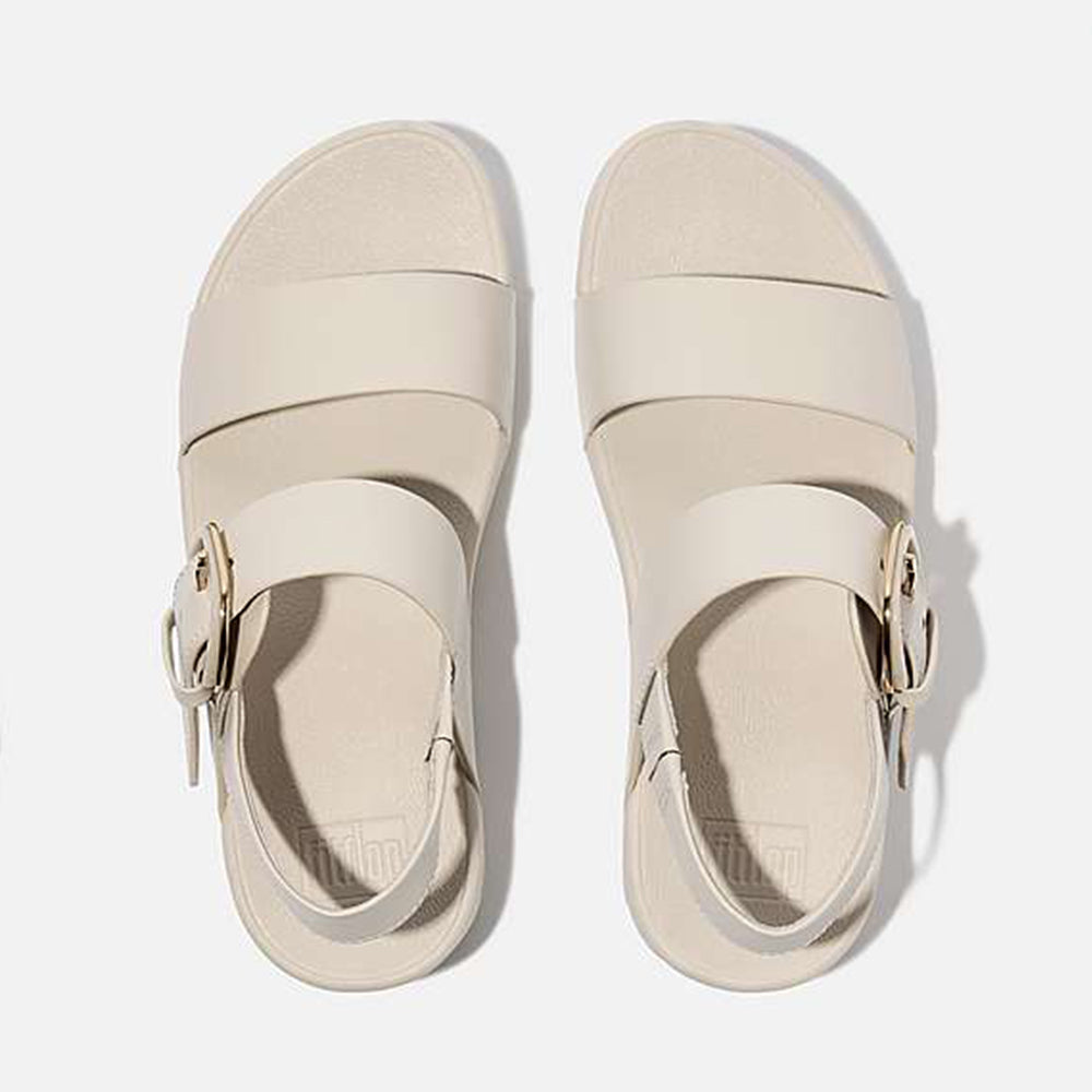Sandalo Platform Fitflop Lulu Resin Buckle Leather Back Strap Paris Beige