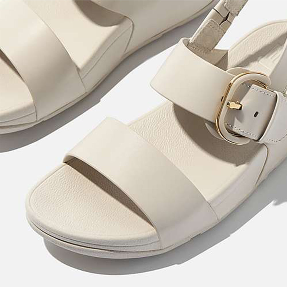 Sandalo Platform Fitflop Lulu Resin Buckle Leather Back Strap Paris Beige