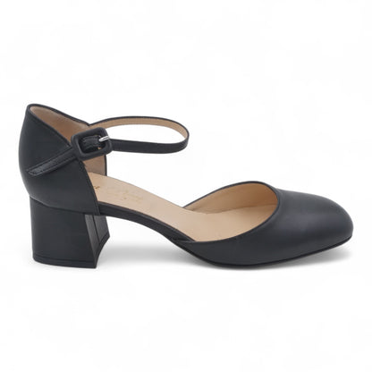  - ["Artigianato","Cinturino","Donna","Eva Picci","Scarpe","Tacco"] - Scarpe Da Donna Eva Picci 2003 Aperta ai Lati in Pelle Nera - Lupis SRL