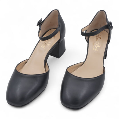  - ["Artigianato","Cinturino","Donna","Eva Picci","Scarpe","Tacco"] - Scarpe Da Donna Eva Picci 2003 Aperta ai Lati in Pelle Nera - Lupis SRL