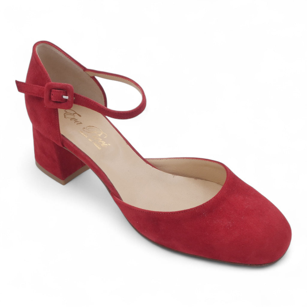  - ["Artigianato","Cinturino","Donna","Eva Picci","Scarpe","Tacco"] - Scarpe Da Donna Eva Picci 2003 Aperta ai Lati in Pelle Rossa - Lupis SRL