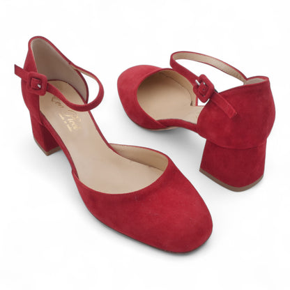  - ["Artigianato","Cinturino","Donna","Eva Picci","Scarpe","Tacco"] - Scarpe Da Donna Eva Picci 2003 Aperta ai Lati in Pelle Rossa - Lupis SRL