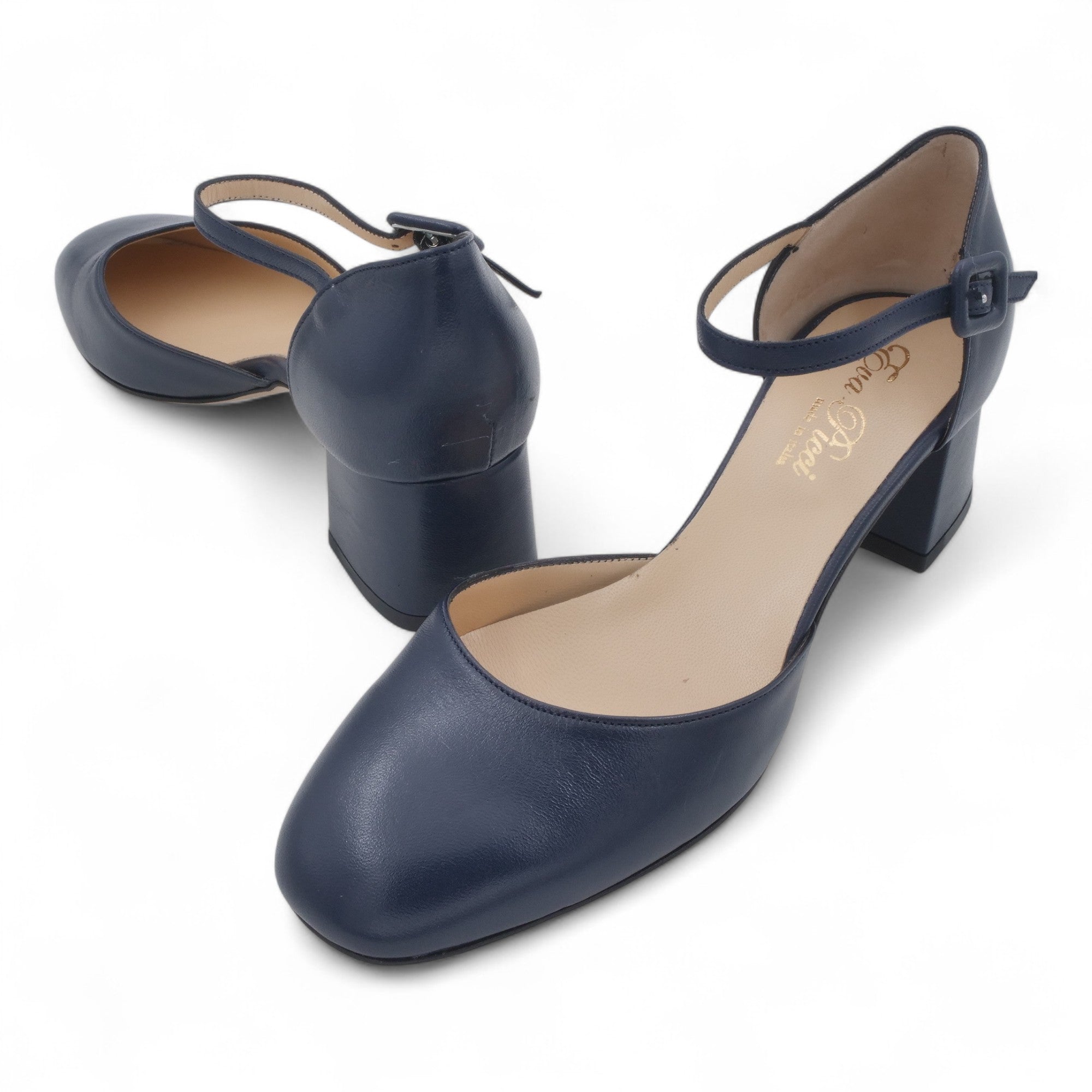  - ["Artigianato","Cinturino","Donna","Eva Picci","Scarpe","Tacco"] - Scarpe Da Donna Eva Picci 2003 Blu Aperta Ai Lati - Lupis SRL