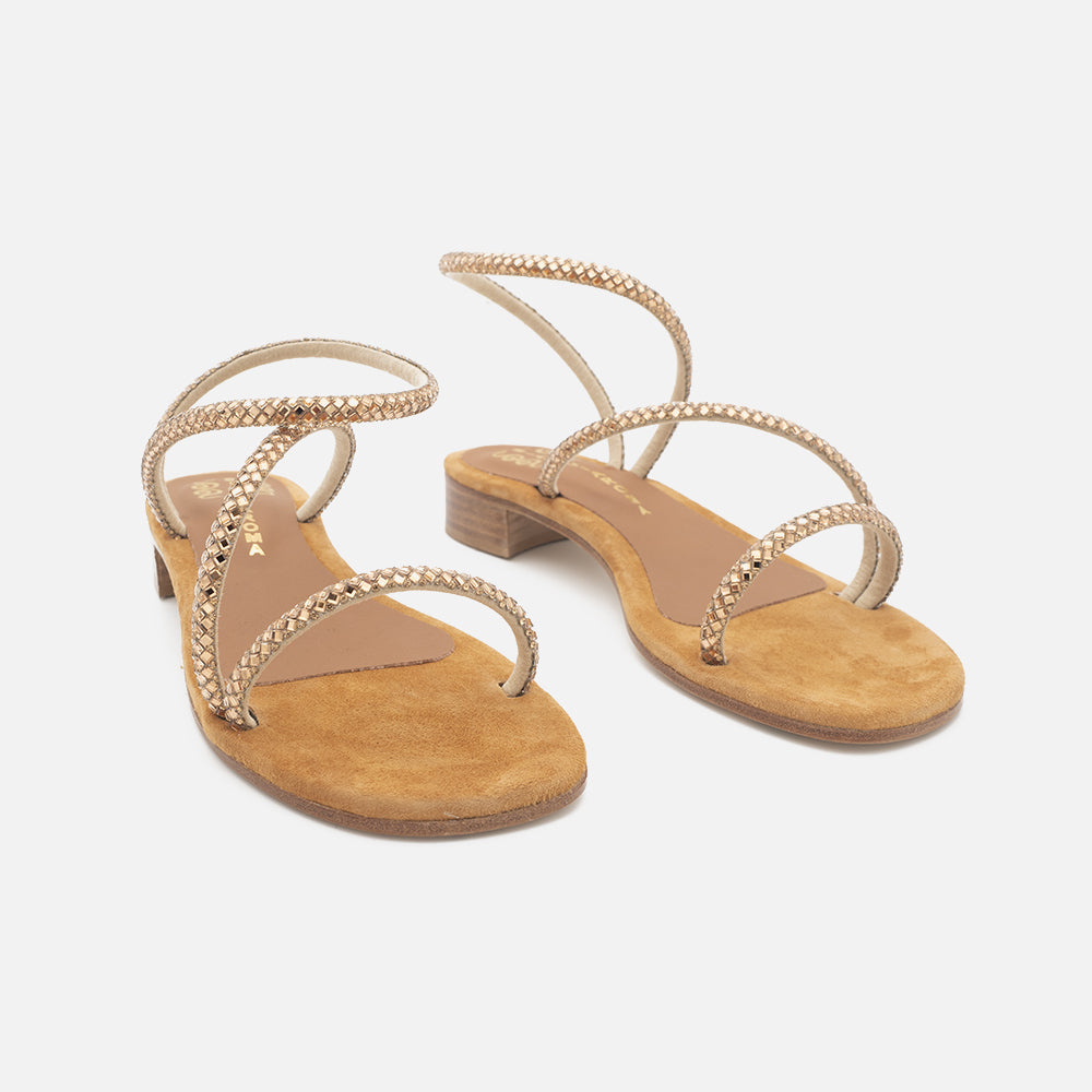 '- ["Donna","Sandali Eleganti","Scarpe","Siano Via Roma"] - SIANO VIA ROMA 035 Sandalo Glitter Camoscio Cuoio - Lupis SRL