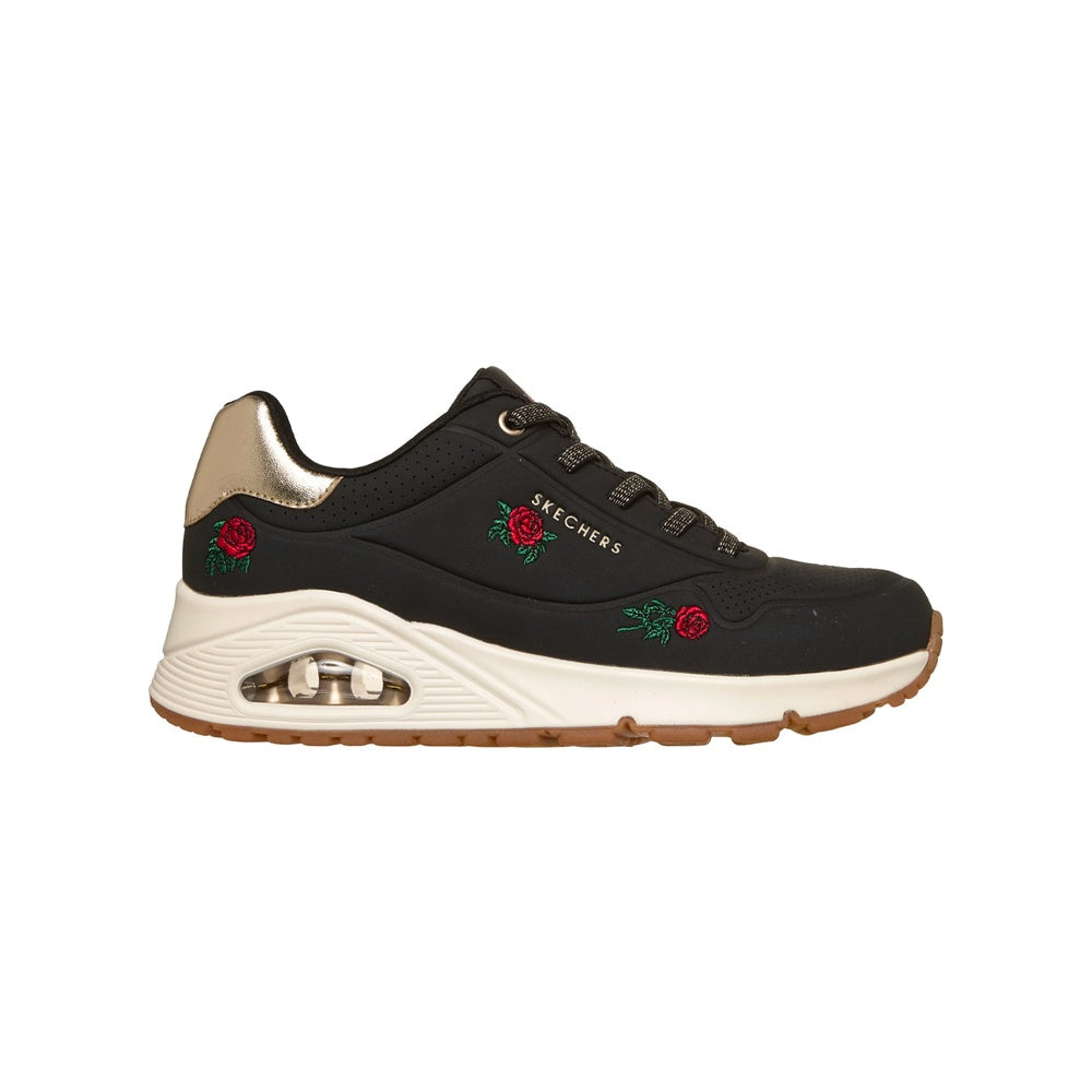 Skechers Women's Uno Champagne & Roses Black Red Sports Shoes 177862-BKRD