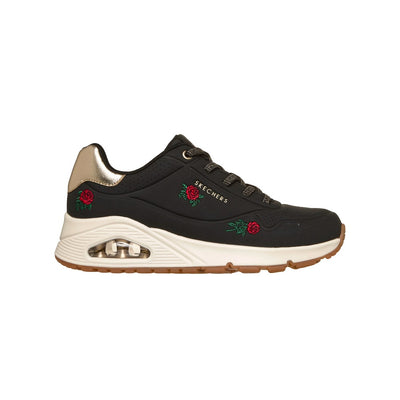 Skechers Women's Uno Champagne & Roses Black Red Sports Shoes 177862-BKRD