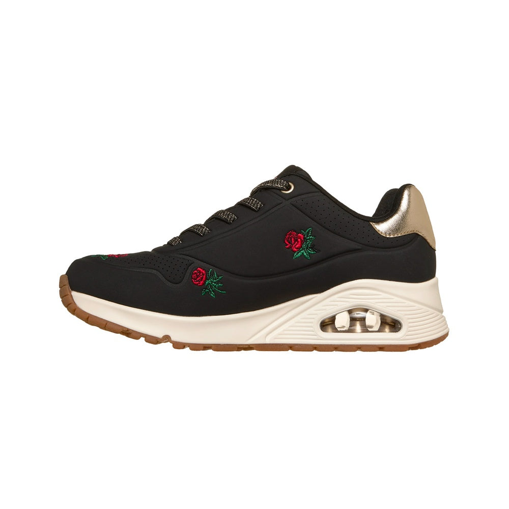 Skechers Women's Uno Champagne & Roses Black Red Sports Shoes 177862-BKRD