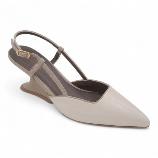 Slingback Da Donna Eva Picci 1718 Slingback Tacco Lux Vaniglia Taupe
