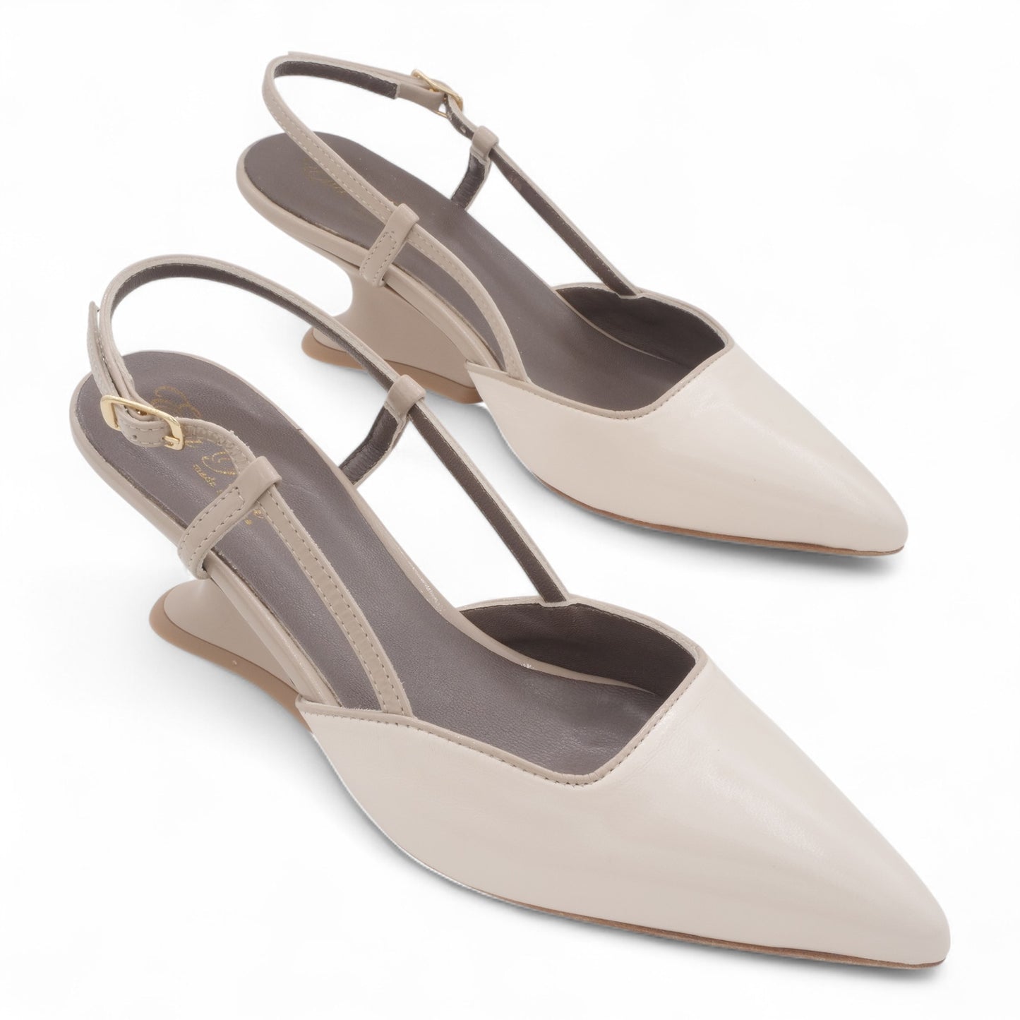 Slingback Da Donna Eva Picci 1718 Slingback Tacco Lux Vaniglia Taupe
