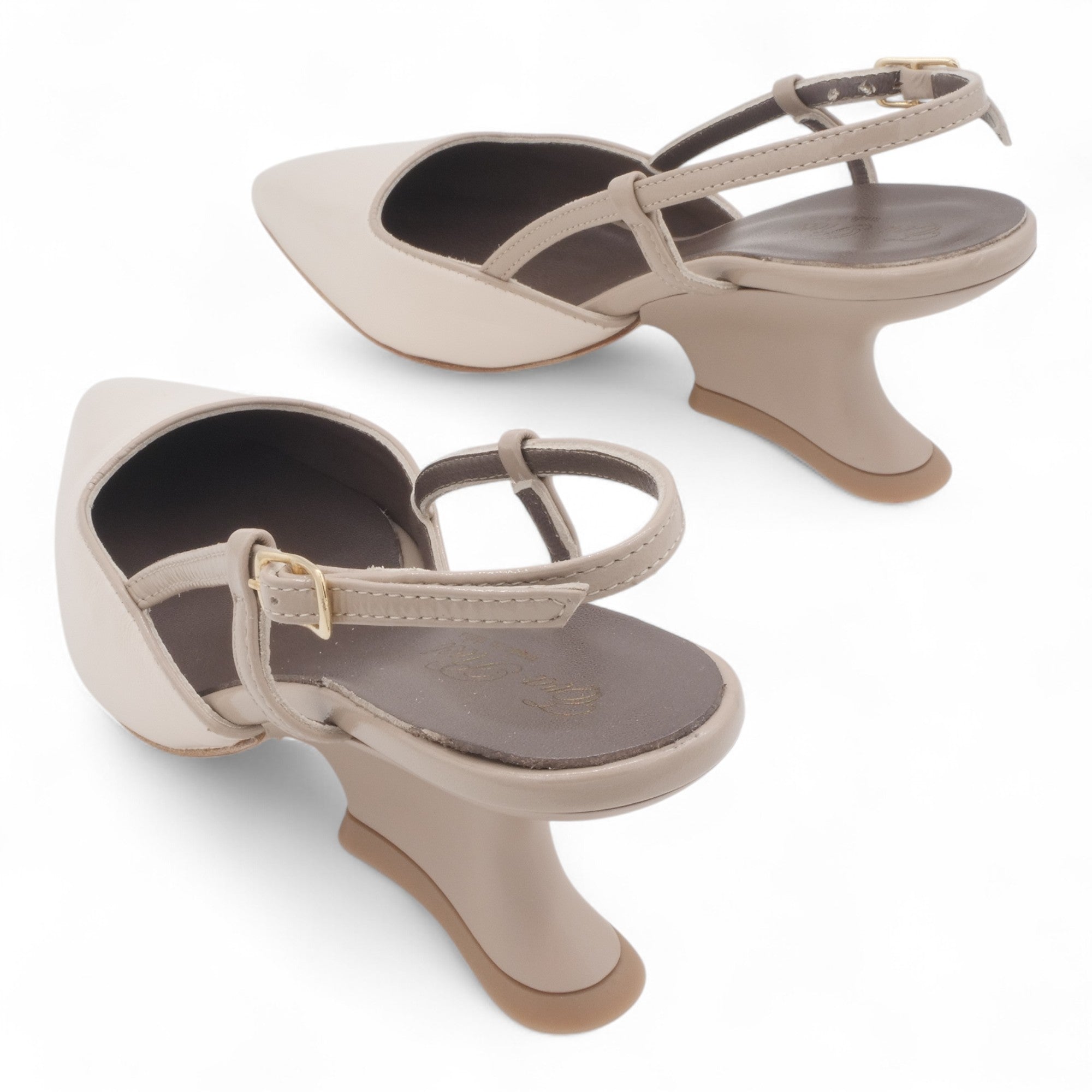  - ["Artigianato","Donna","Eva Picci","Scarpe","Slingback","Tacco"] - Slingback Da Donna Eva Picci 1718 Slingback Tacco Lux Vaniglia Taupe - Lupis SRL
