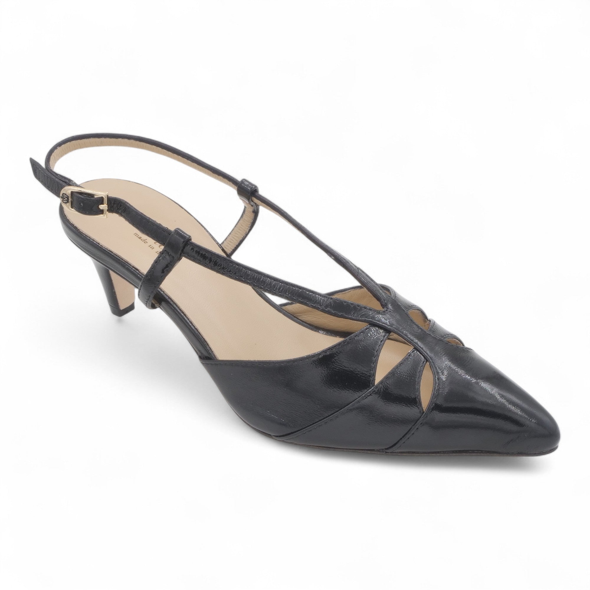  - ["Artigianato","Donna","Eva Picci","Scarpe","Slingback","Tacco"] - Slingback Da Donna Eva Picci 1757 Ballerina Slingback Lux Nero - Lupis SRL