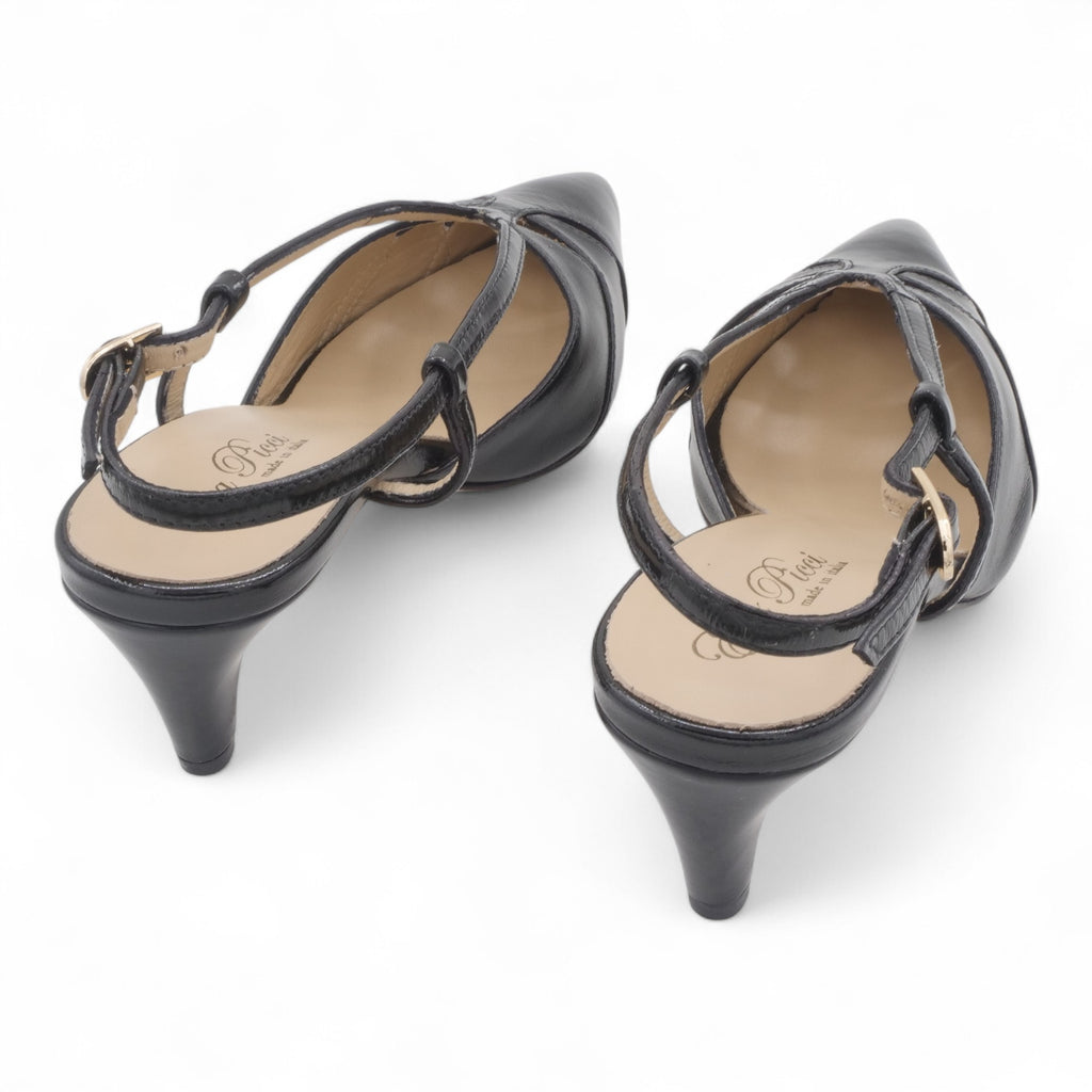  - ["Artigianato","Donna","Eva Picci","Scarpe","Slingback","Tacco"] - Slingback Da Donna Eva Picci 1757 Ballerina Slingback Lux Nero - Lupis SRL