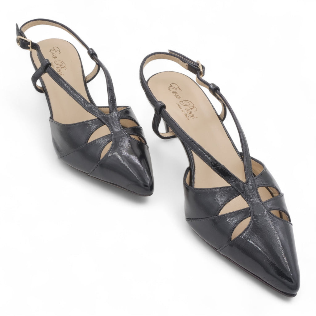  - ["Artigianato","Donna","Eva Picci","Scarpe","Slingback","Tacco"] - Slingback Da Donna Eva Picci 1757 Ballerina Slingback Lux Nero - Lupis SRL