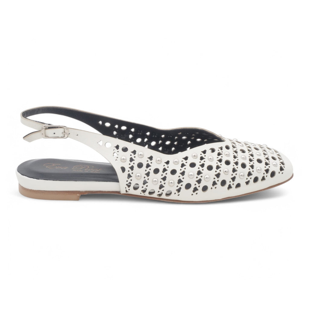  - ["Artigianato","Donna","Eva Picci","PE25","Scarpe","Slingback"] - Slingback da Donna Eva Picci Off White Borchie CH2524 - Lupis SRL