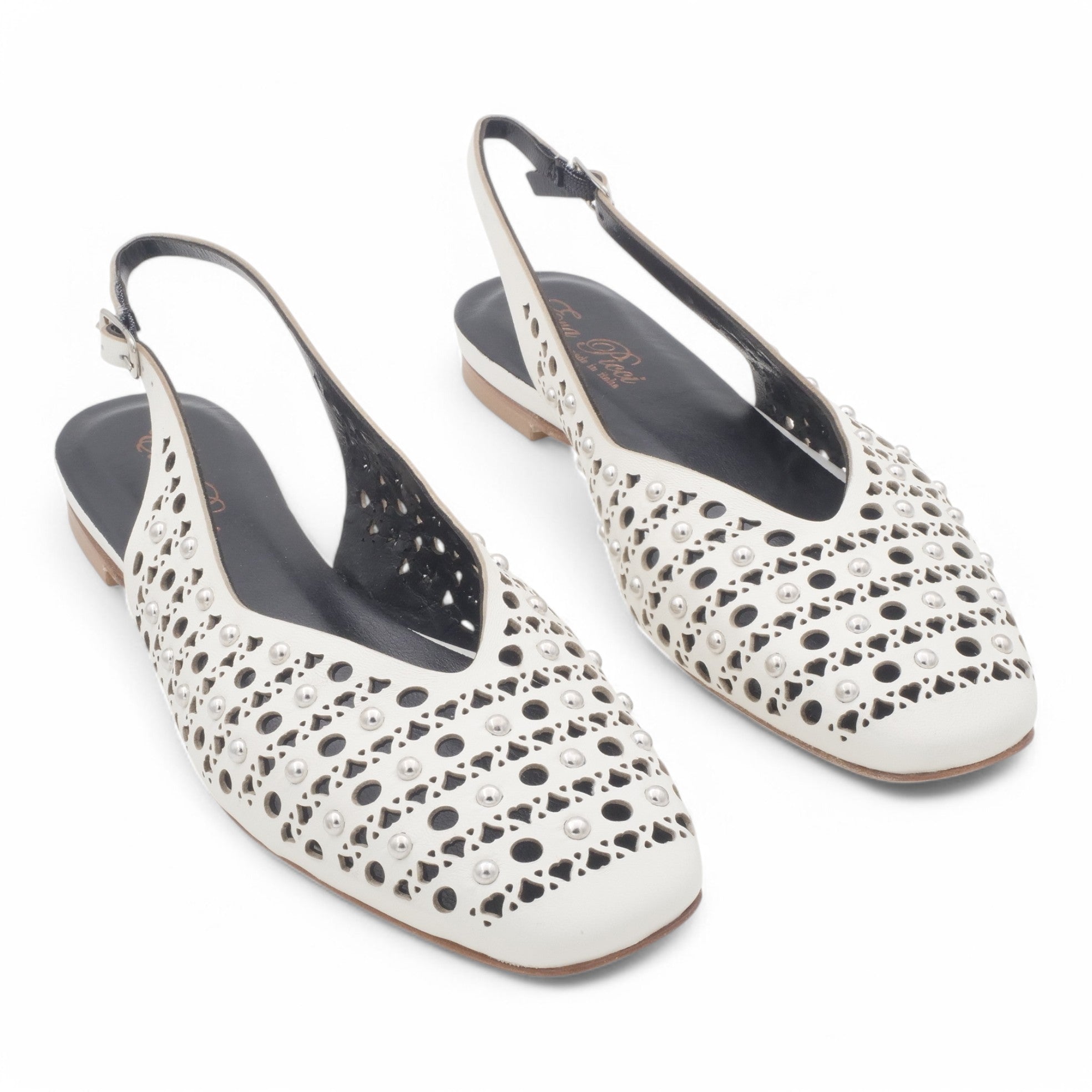  - ["Artigianato","Donna","Eva Picci","PE25","Scarpe","Slingback"] - Slingback da Donna Eva Picci Off White Borchie CH2524 - Lupis SRL