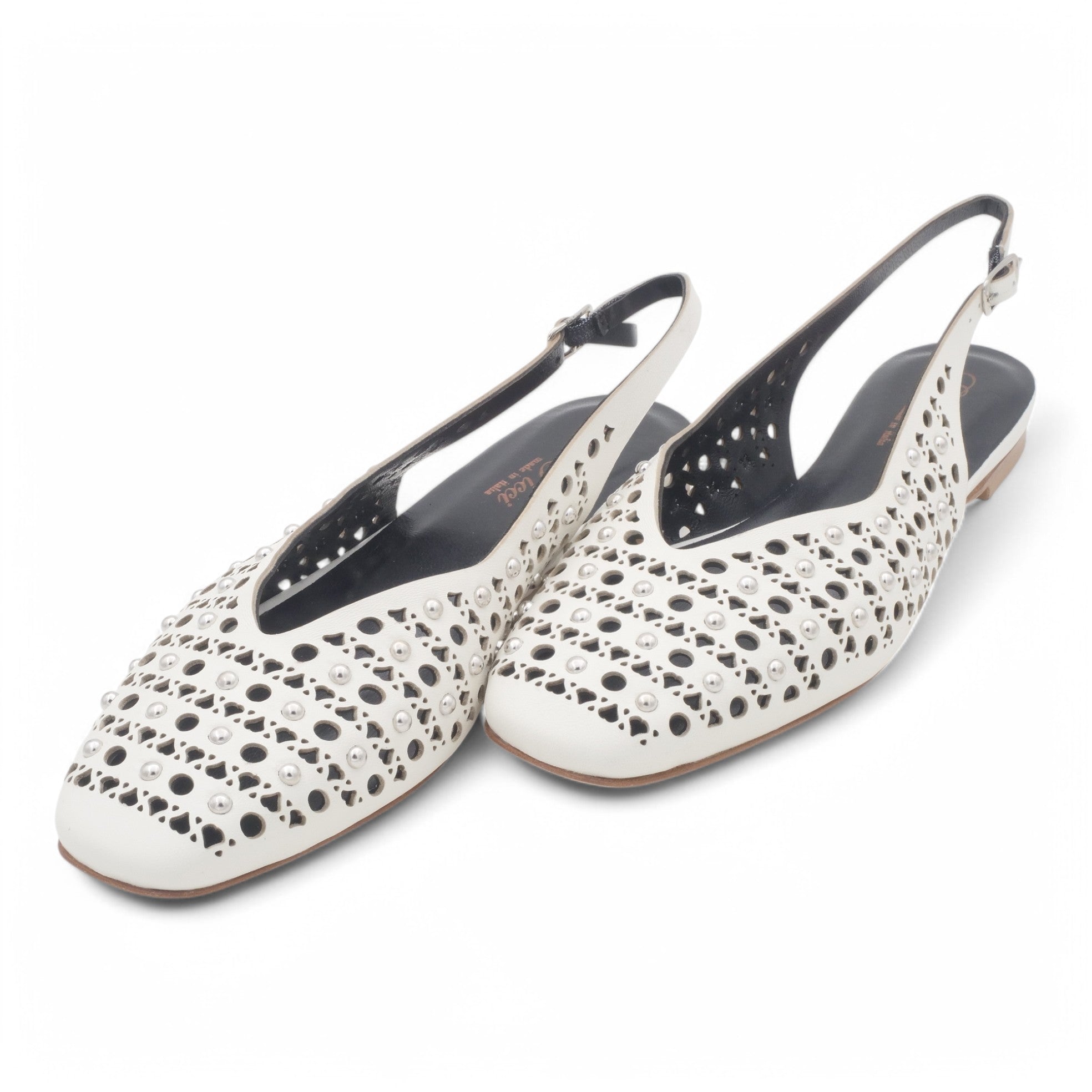  - ["Artigianato","Donna","Eva Picci","PE25","Scarpe","Slingback"] - Slingback da Donna Eva Picci Off White Borchie CH2524 - Lupis SRL