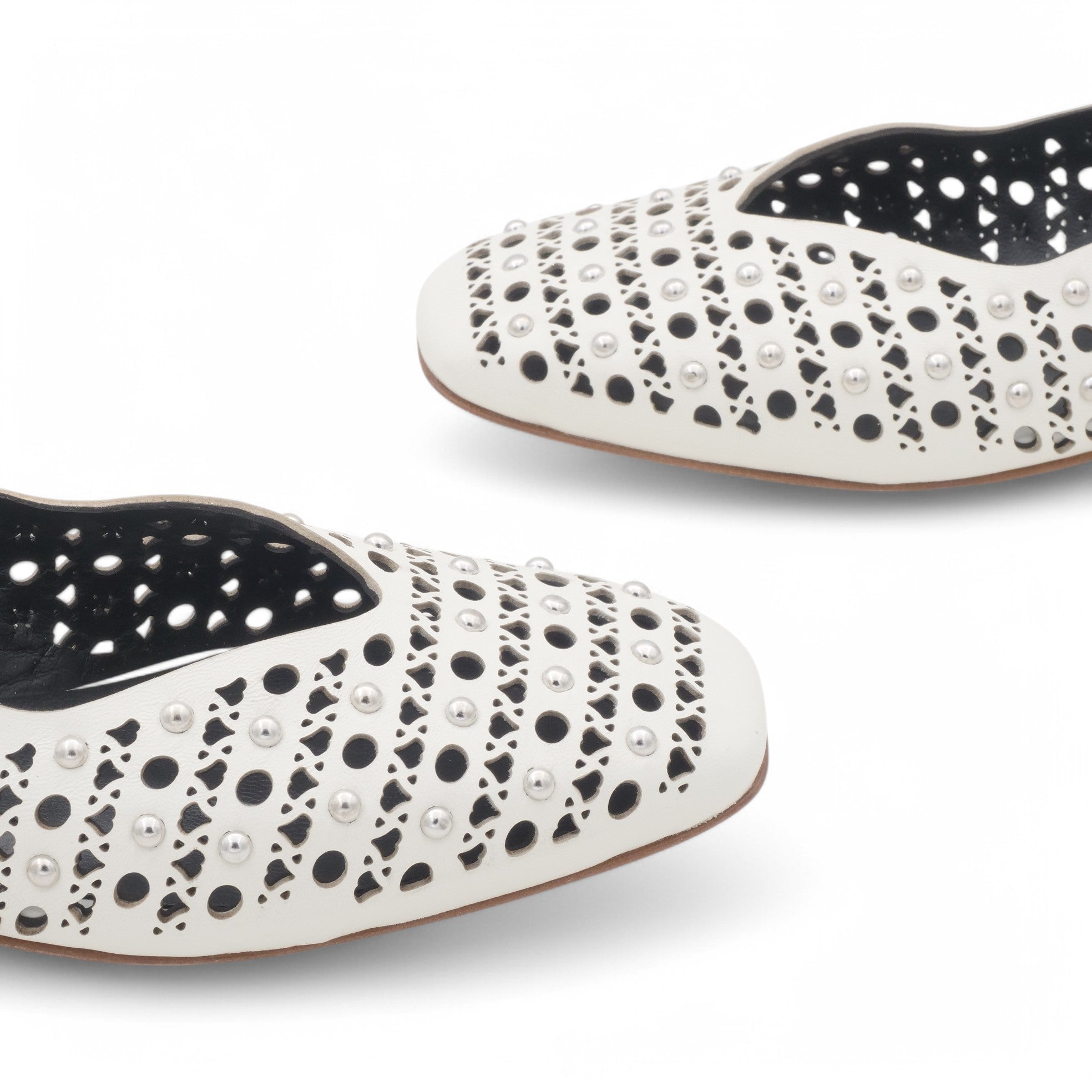  - ["Artigianato","Donna","Eva Picci","PE25","Scarpe","Slingback"] - Slingback da Donna Eva Picci Off White Borchie CH2524 - Lupis SRL