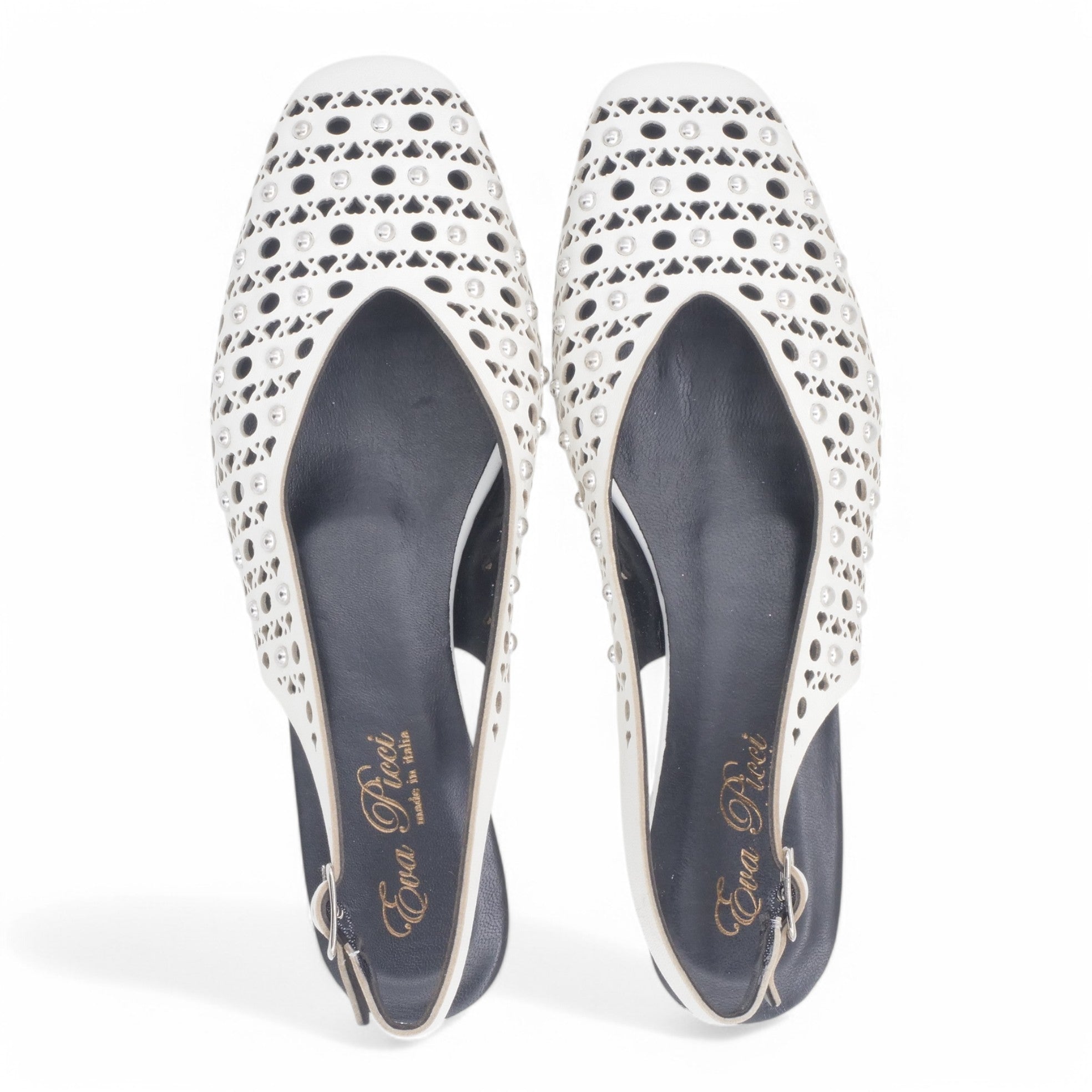  - ["Artigianato","Donna","Eva Picci","PE25","Scarpe","Slingback"] - Slingback da Donna Eva Picci Off White Borchie CH2524 - Lupis SRL