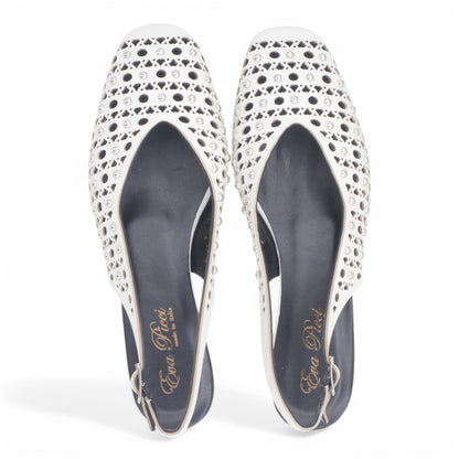  - ["Artigianato","Donna","Eva Picci","PE25","Scarpe","Slingback"] - Slingback da Donna Eva Picci Off White Borchie CH2524 - Lupis SRL