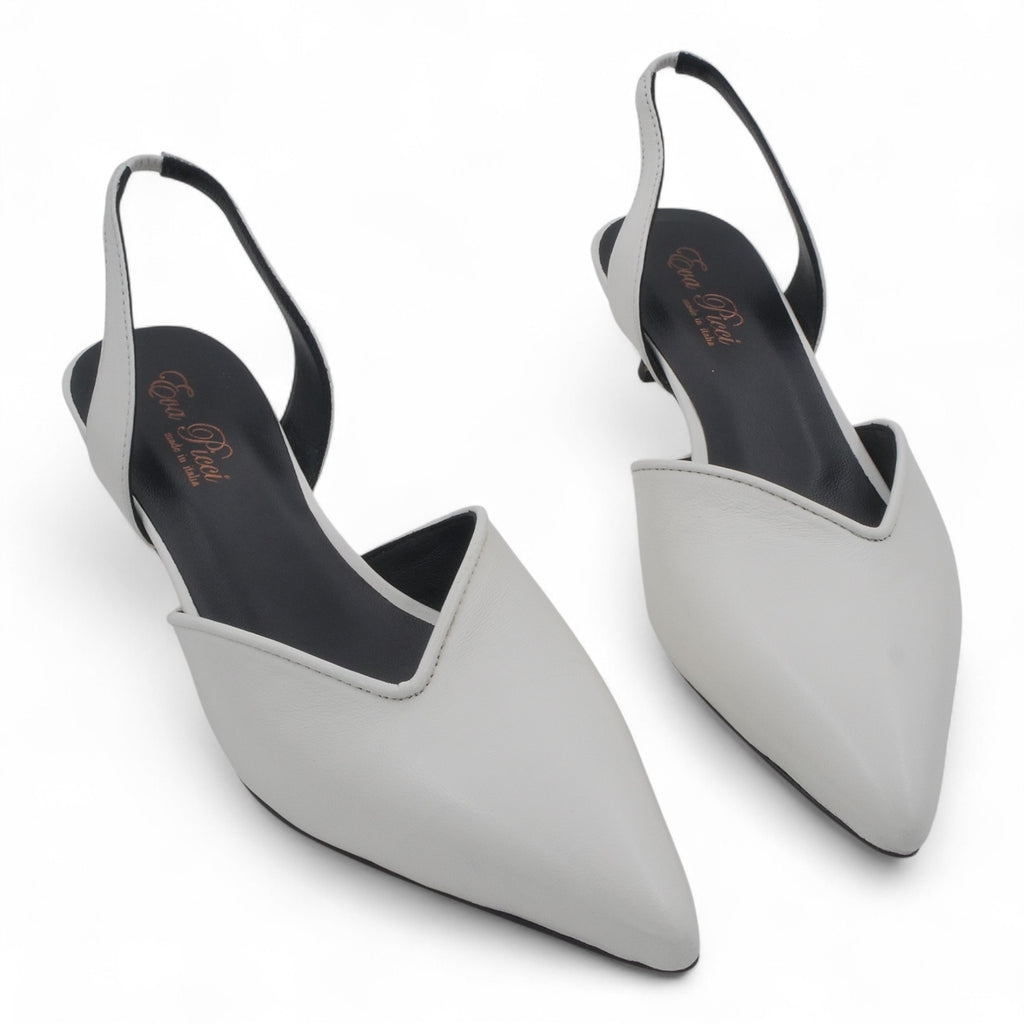  - ["Artigianato","Donna","Eva Picci","PE25","Scarpe","Slingback","Tacco"] - Slingback da Donna Eva Picci Off White T.35 CH2533 - Lupis SRL