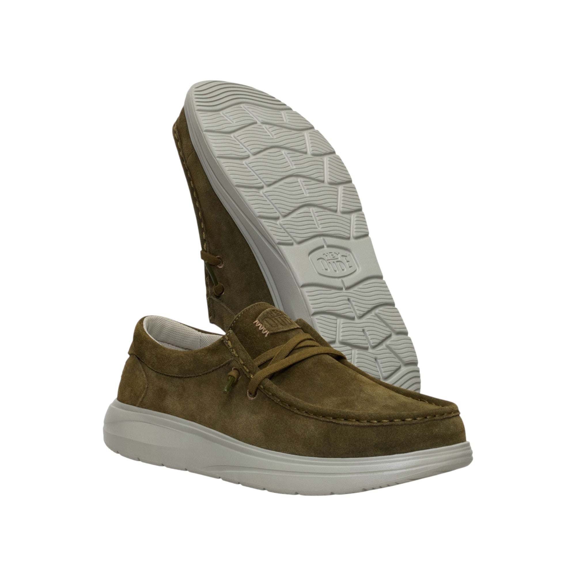  - ["FW25","HEYDUDE","Scarpe","Scarpe sportive","Slip-on","Uomo"] - Slip On HEYDUDE Wally Comf Suede Dark Olive Stone Grey 41975-3AF - Lupis SRL