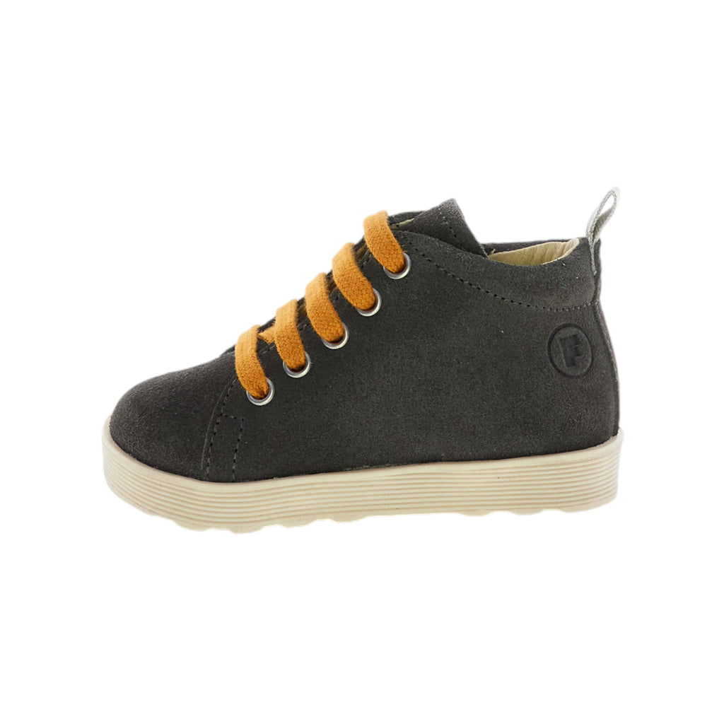  - ["FW25","Kids","Polacco","Scarpe","Stivaletti","Toddler"] - Stivaletti Kids Falcotto Evaert Zip Suede Anthracite Dark Orange 2502306-01-1B80 - Lupis SRL