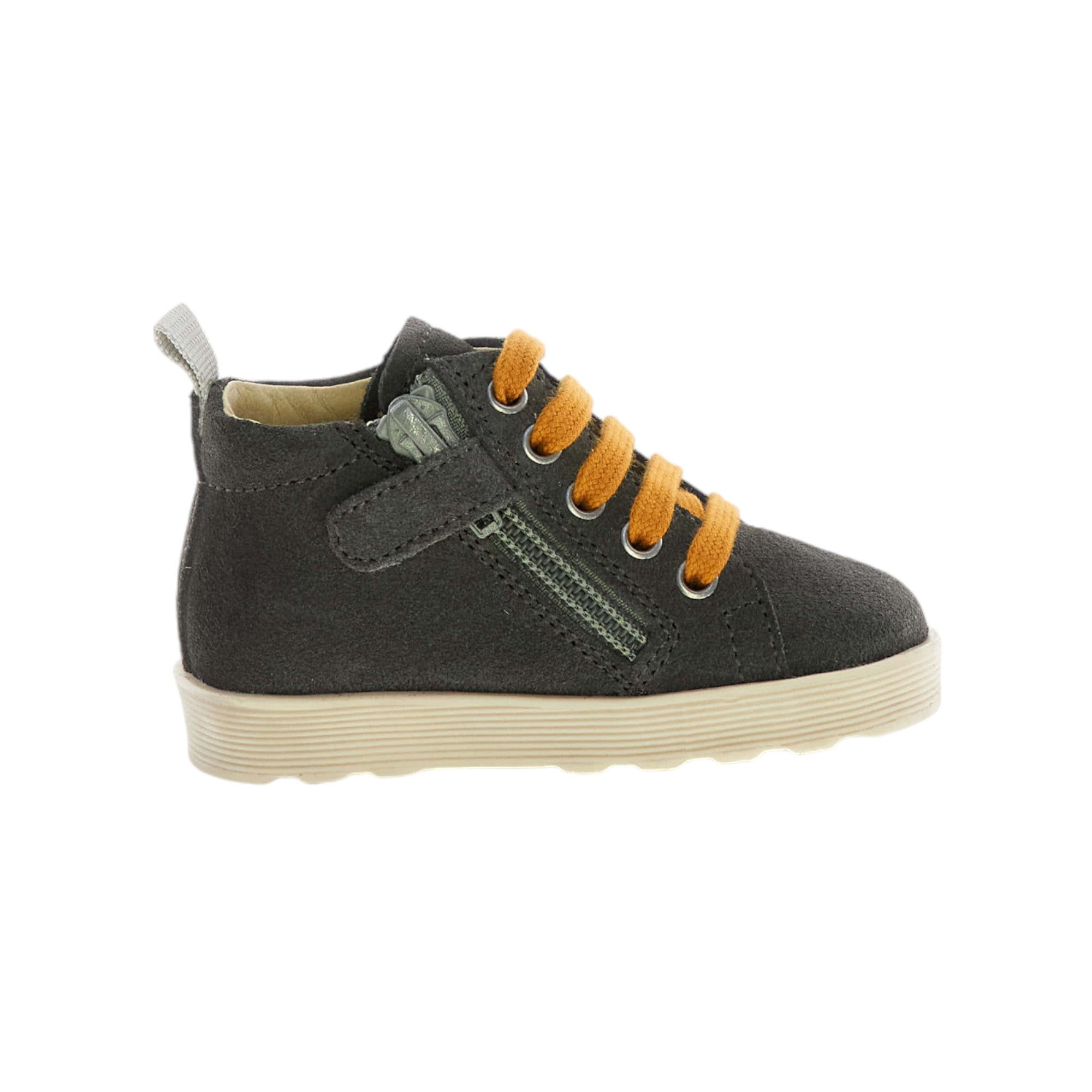  - ["FW25","Kids","Polacco","Scarpe","Stivaletti","Toddler"] - Stivaletti Kids Falcotto Evaert Zip Suede Anthracite Dark Orange 2502306-01-1B80 - Lupis SRL