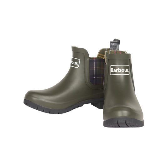 Stivaletti in Gomma Donna Barbour Kingham Wellington Olive LRF0088