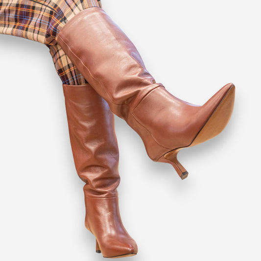 Stivali Donna Eva Picci Nappa Pelle Cacao MEDEA