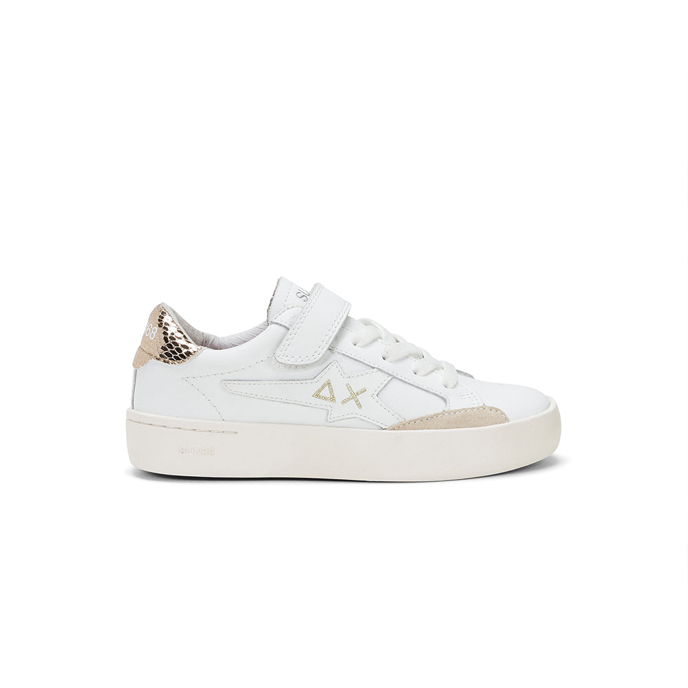 '- ["Kids","Nuovo","Scarpe","Scarpe sportive","Sun68"] - Sun68 Girl'S Katy Leather Kid Bianco Oro - Lupis SRL