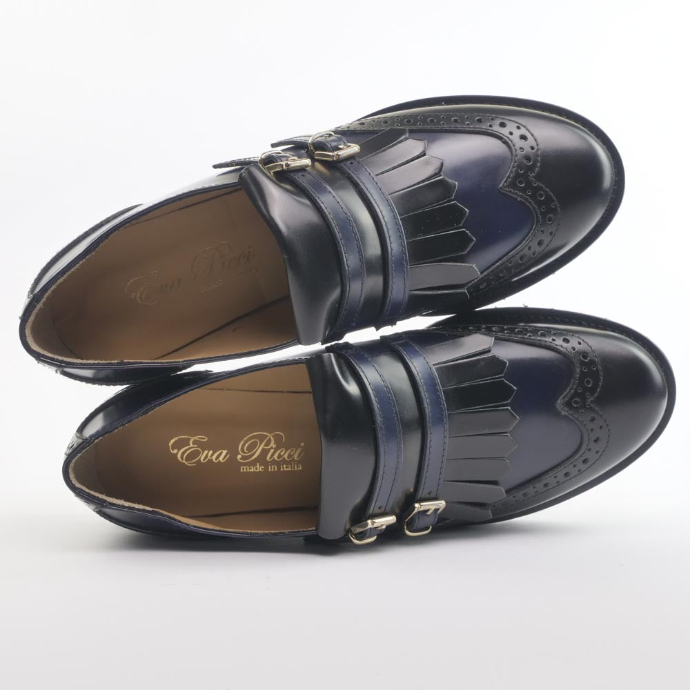 Eva Picci - Artigianato, Donna, Eva Picci, Mocassini - Eva Picci IN01 336 Spazz Blu Nero Mocassino Frange - Lupis SRL