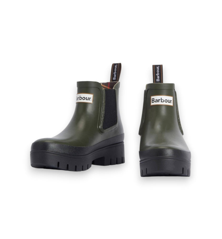 Barbour Rubber Halton Chelsea Welly Wellington Olive Black