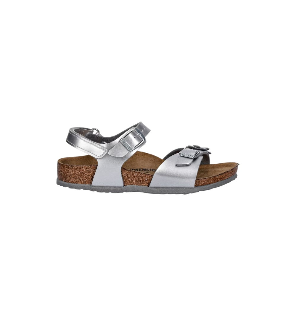 Birkenstock Sandals Kids Rio HL Kids Flowers Metallic Silver 1031702