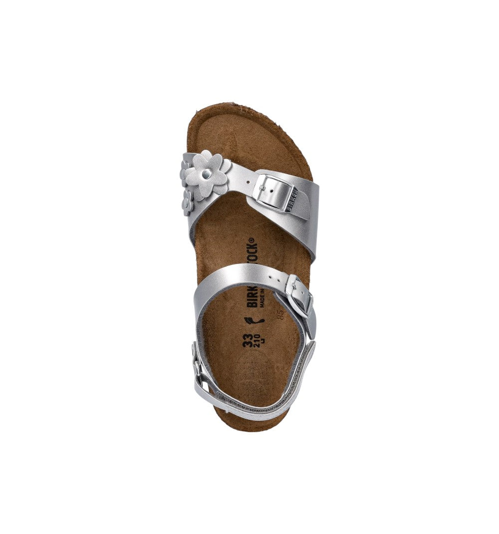 Birkenstock Sandals Kids Rio HL Kids Flowers Metallic Silver 1031702