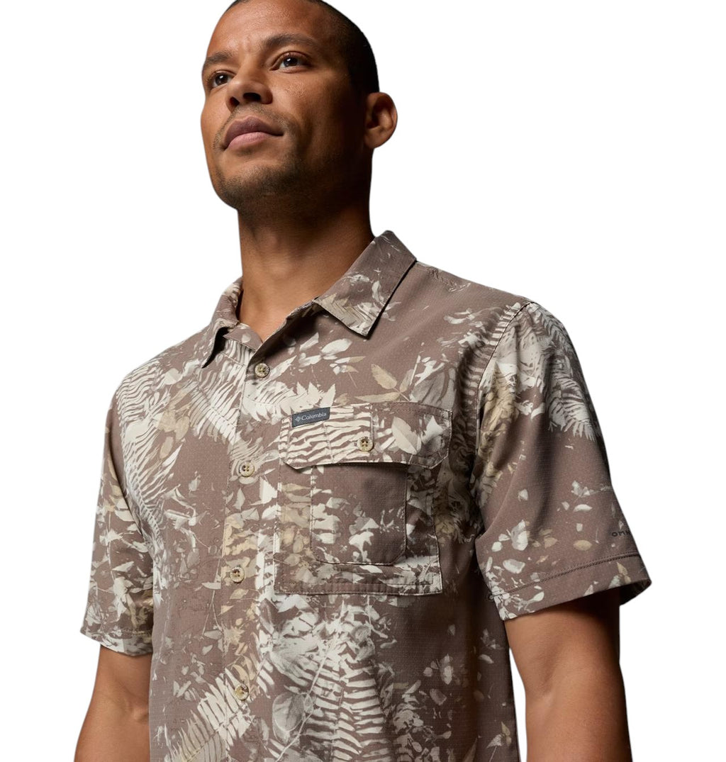 Columbia Sportswear Men's Tech Trail Utility Printed Woven SS Mountain Blue 2118605