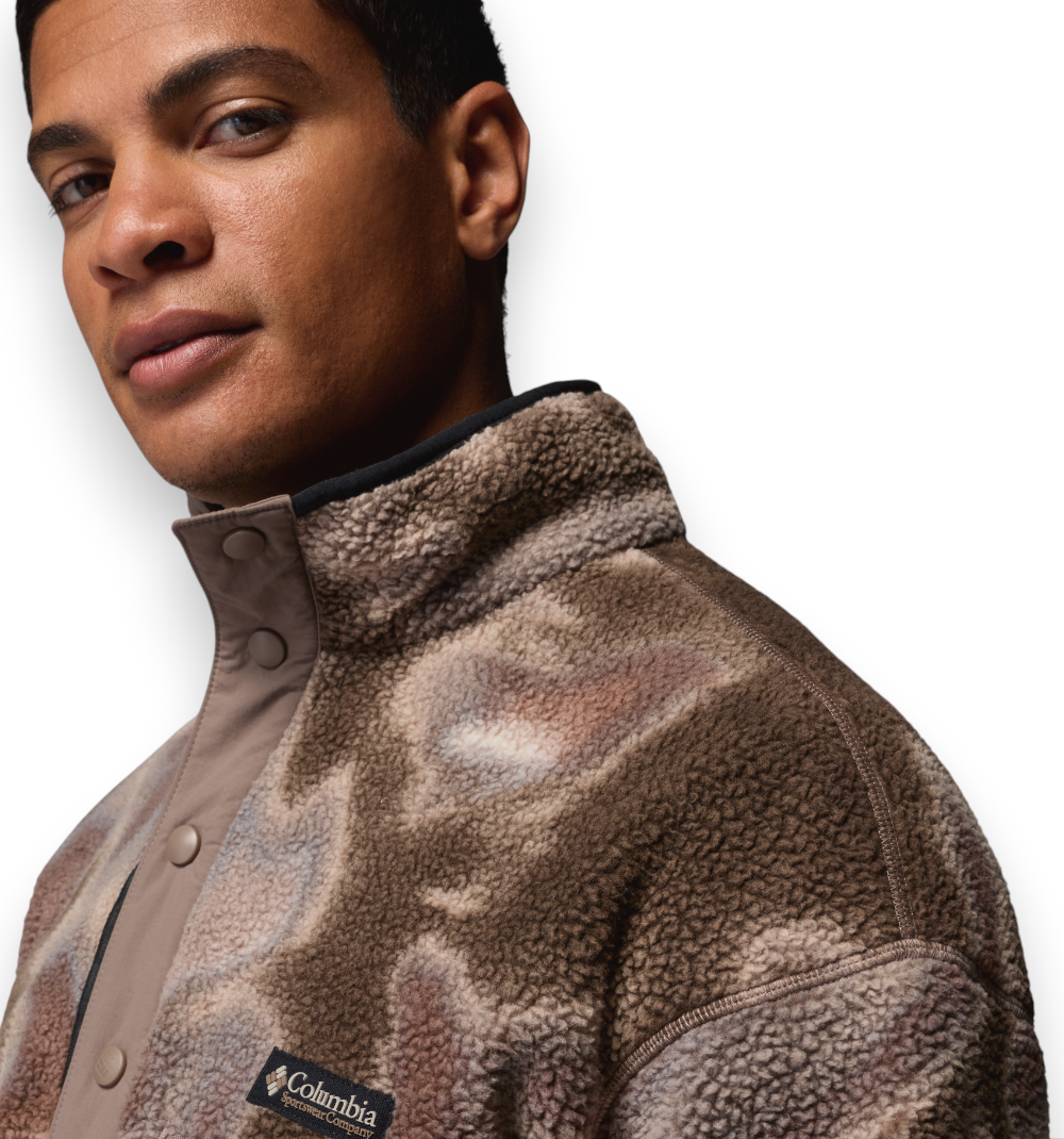 Columbia Sportswear Helvetia II Printed Half Snap Fleece Iron Dyeflow M