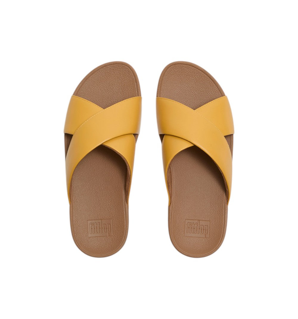 FitFlop Ciabatta Donna Lulu Cross Slide Leather Honey Gold K04-D65