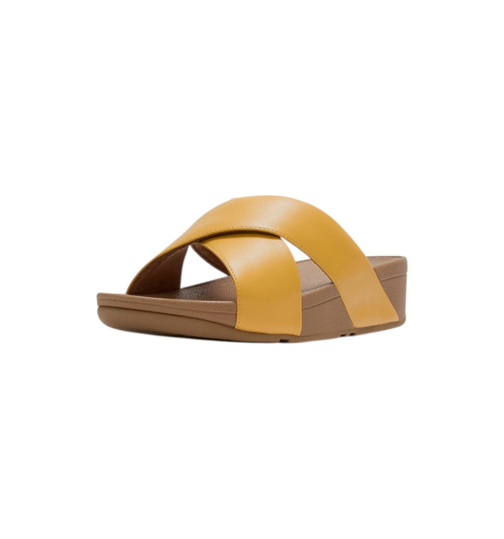 FitFlop Women's Lulu Cross Slide Leather Honey Gold K04-D65