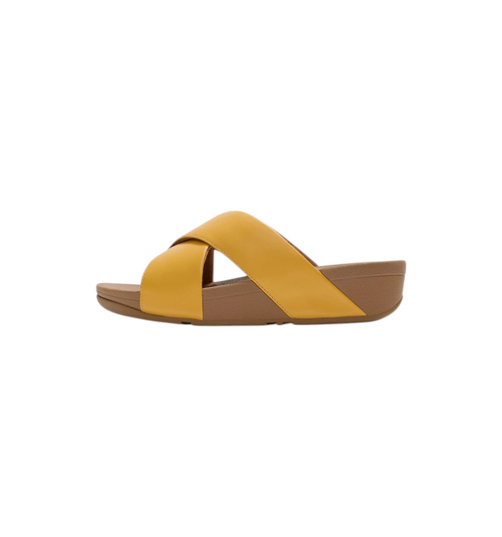 FitFlop Ciabatta Donna Lulu Cross Slide Leather Honey Gold K04-D65