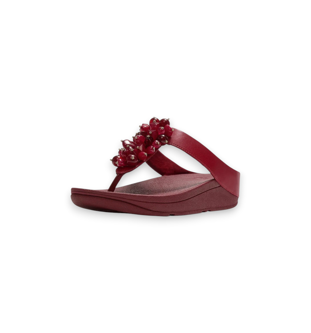 FitFlop Women's Flip Flops Fino Toe Post Multishaped Beads Red A2D-D47